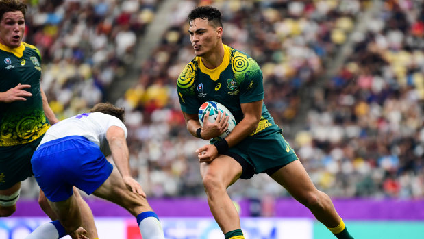 Jordan Petaia became Australia youngest debutant at a Rugby World Cup. 