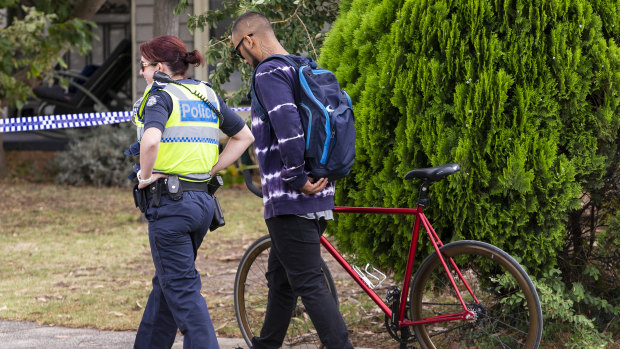 A man who arrived at the house on Tuesday afternoon left with police.