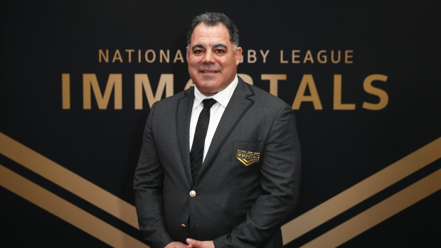 Mal Meninga after being inducted as the 13th Immortal during the 2018 NRL Hall of Fame at the SCG in Sydney on Wednesday.