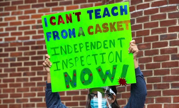 Some New York teachers have been protesting against the return to in-person teaching, which they say has taken place without proper safety precautions during the pandemic.