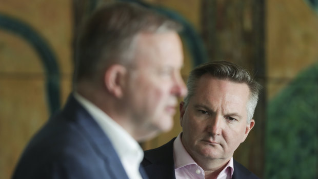 Chris Bowen (right), with Labor leader Anthony Albanese, says he is frustrated at the debate over the future policy direction of the party.