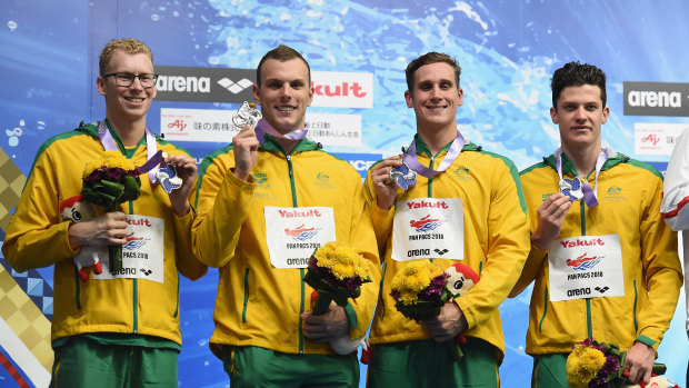 The 4x200m relay team from the 2018 Pan Pacs - Clyde Lewis, Kyle Chalmers, Alex Graham and Jack Cartwright.