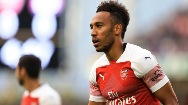 Leading the line: Pierre-Emerick Aubameyang has performed well for Arsenal since joining in January. 