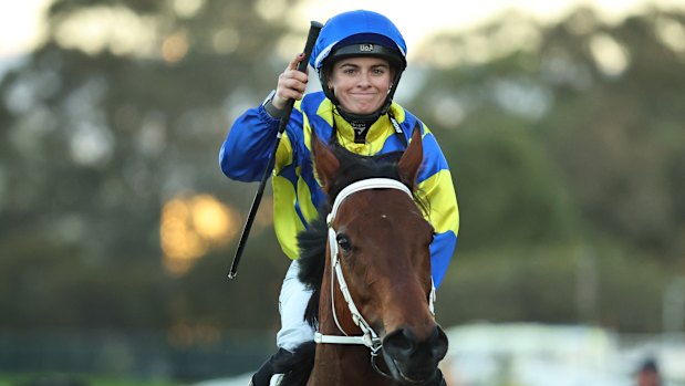 Alysha Collett after winning on Lady Extreme at Rosehill on June 28.