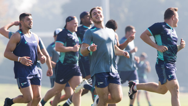 Junior Wallabies No.10 Will Harrison at training on Tuesday. 