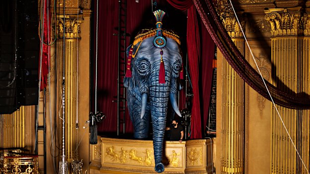 Moulin Rouge! The Musical’s 220-kilogram elephant was carved from Styrofoam with a chainsaw. 