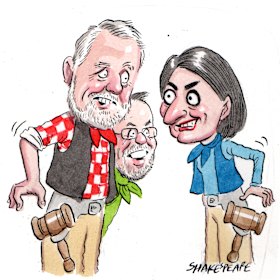 The Berejiklian government and the crossbench are at a stand-off over the powers of the upper house. Illustration: John Shakespeare