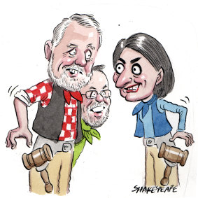 The Berejiklian government and the crossbench are at a stand-off over the powers of the upper house. Illustration: John Shakespeare