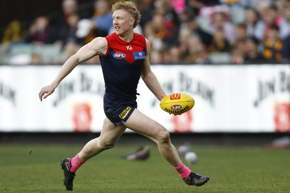 Oliver in action during an August 2023 match between the Demons and the Hawks at MCG.