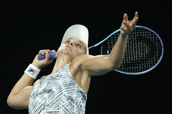 Ash Barty’s serve is key to her control.