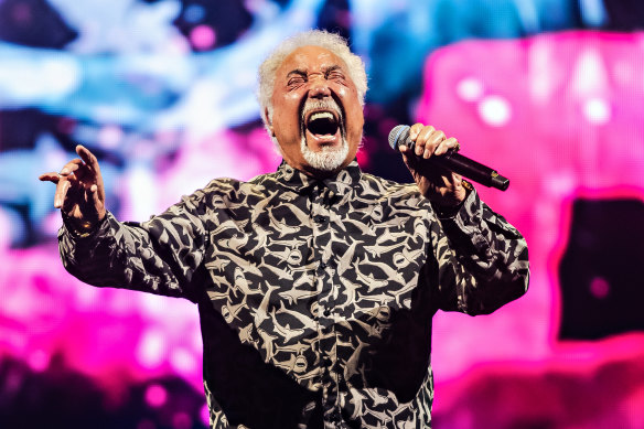 Tom Jones performs at Margaret Court Arena on March 28. 