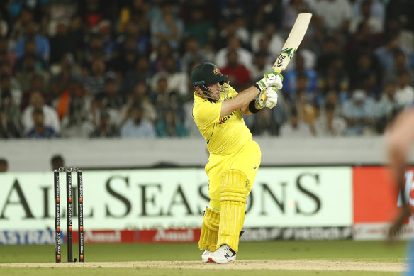 Josh Inglis in action on Sunday during the final match of Australia’s T20 series against India.