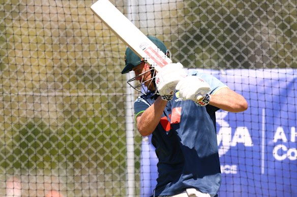 Cameron Green at work in the nets ahead of the second Test against Bangladesh in Mackay.
