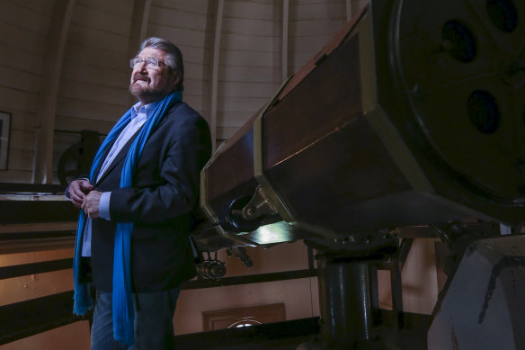 Derryn Hinch at the Melbourne Observatory ahead of the moon landing anniversary.