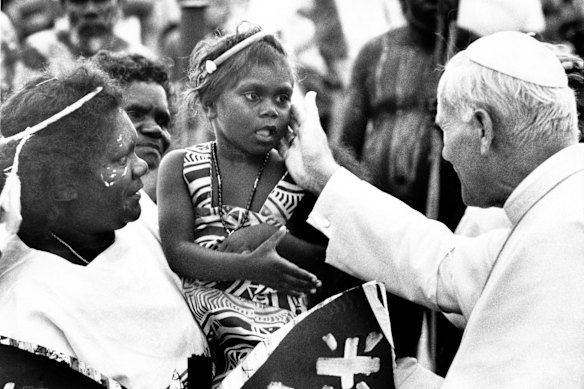 Pope John Paul II during his landmark 1986 visit to Alice Springs. 