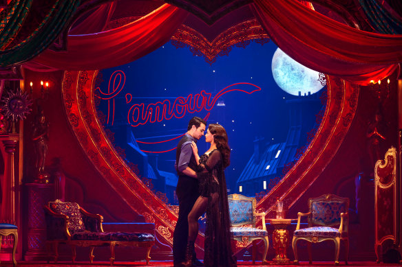 Des Flanagan and Alinta Chidzey as Christian and Satine in Moulin Rouge! The Musical.