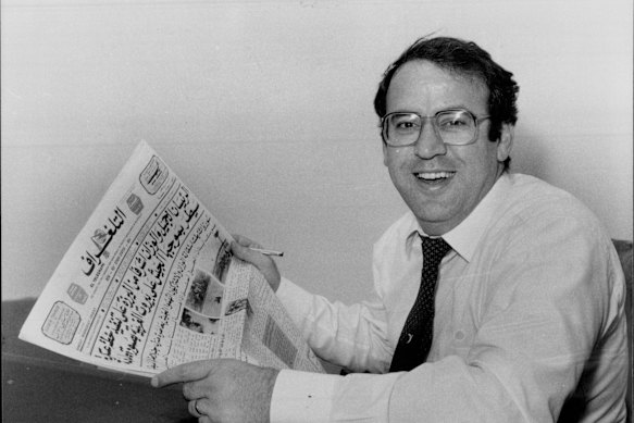 Eddie Obeid pictured in 1983 when he was in charge of the Arabic-language El Telegraph newspaper.