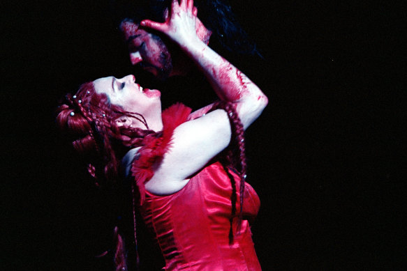 Clasping the head of John the Baptist, Lisa Gasteen in 'Salome' in 2003.