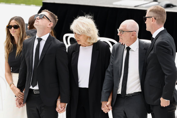 Brit and Joel Selwood, parents Maree and Bryce, and brother Adam.