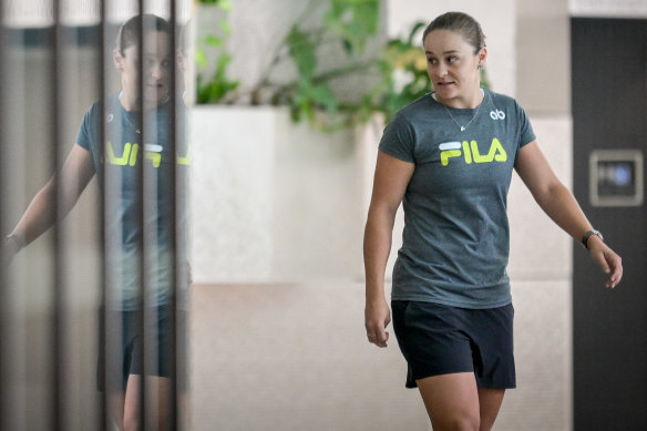 Ashleigh Barty ahead of her press conference on Thursday, when she spoke about her retirement.