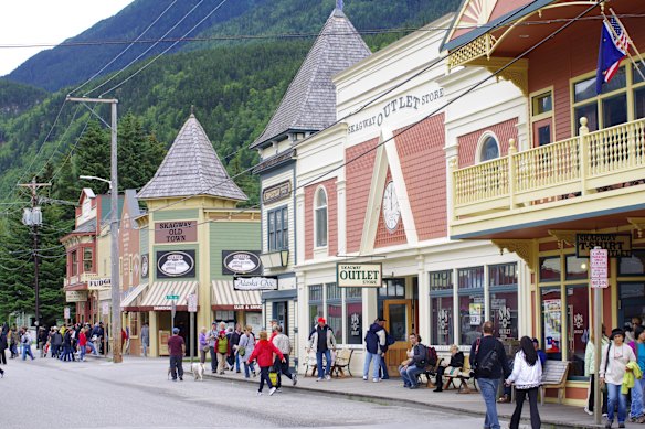 Colourful shops in Skagway.