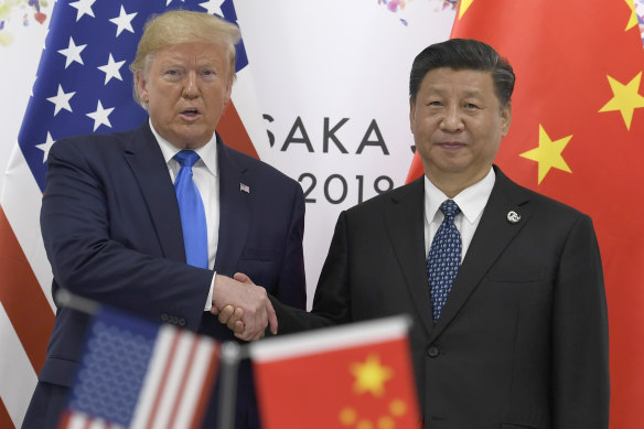 President Donald Trump and China's leader Xi Jinping in Japan in 2019.