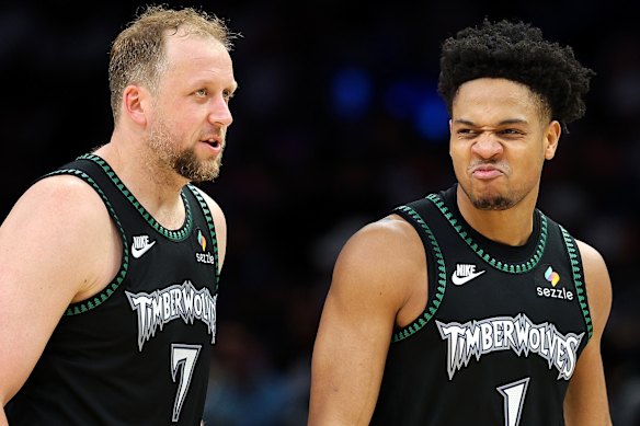 Joe Ingles (left), the Minnesota Timberwolves and Boomers forward, is closing in on a deal with Melbourne United.