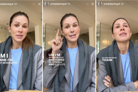 Erin Deering uploaded a series of emotional Instagram stories detailing her electoral loss. 