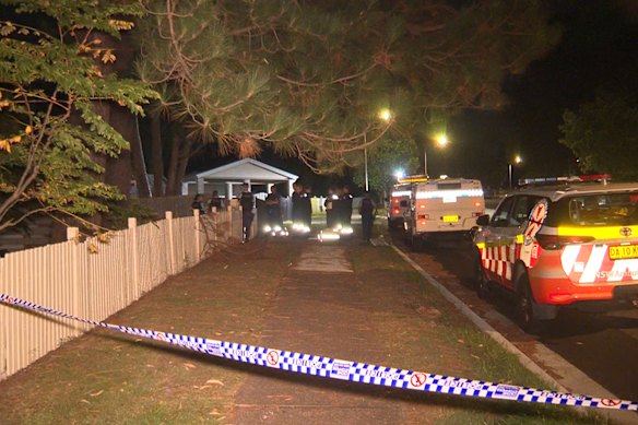 A crime scene was established at  the Windale home.