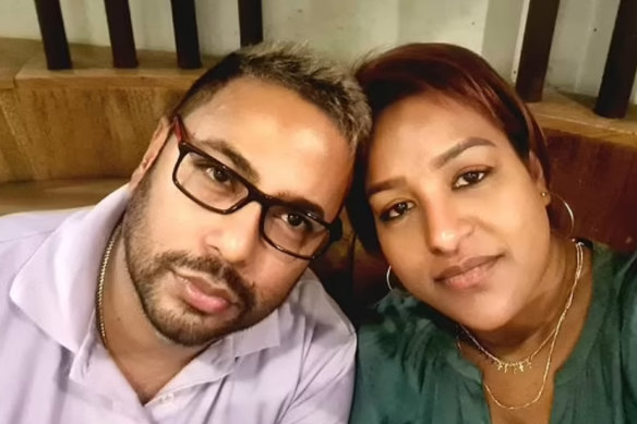 Dinush Kurera with Nelomie Perera.