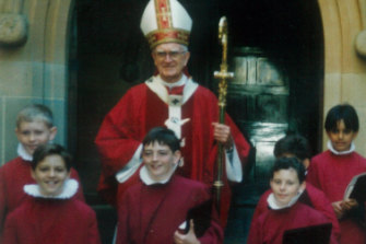 Blatch (at front, left) as a choirboy at St Mary’s Cathedral College, Sydney, which he attended on a singing scholarship.