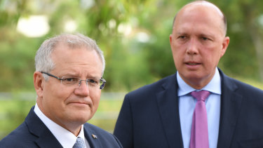 Prime Minister Scott Morrison and Home Affairs Minister Peter Dutton of Queensland's LNP. The Coalition has been hunting for donations to fuel its campaigns in key electorates, including Dutton's.