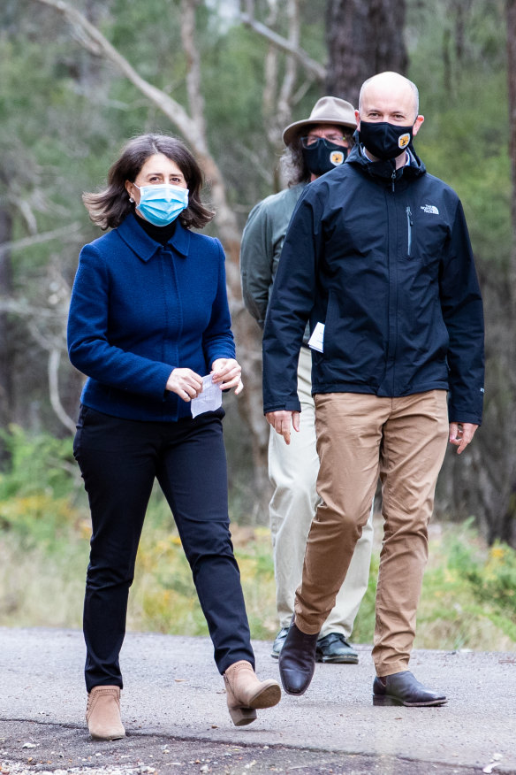 With then-NSW premier Gladys Berejiklian, who gave him the energy and environment portfolio despite his initial dismay: “I just knew that once he got into it, he’d do a great job,” she says.