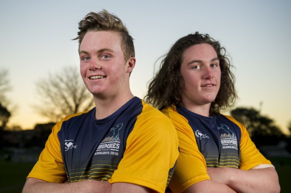 Lachlan Lonergan, right, will join brother Ryan at the Brumbies next year.