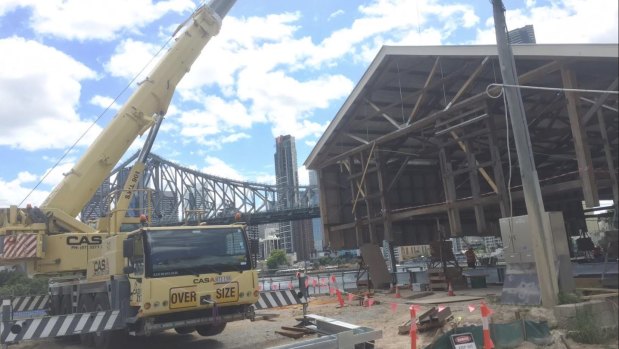 The River Shed takes shape at the new Howard Smith Wharves redevelopment.