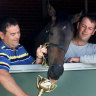 Mike Moroney and his brother Paul with 2000 Cup winner Brew.