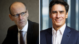 ANZ chief executive Shayne Elliott will be replaced by Nuno Matos (right).