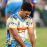 Titans centre Brian Kelly cuts a dejected figure.