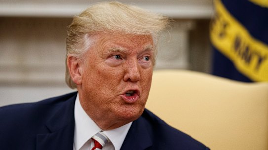 President Donald Trump during his meeting with Romanian President Klaus Iohannis on Tuesday.