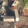 A truck collided with a train carrying 300 passengers around 7am on Thursday morning. 