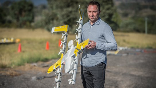 James Ryan Burgess, co-lead of Project Wing  unveils their new quiet drone. 