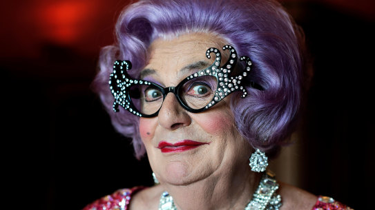 The Christie’s auction will include the diamante-encrusted Sydney Opera House spectacles worn by Dame Edna, which are estimated to sell for up to £1500.