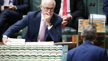 Prime Minister Malcolm Turnbull and Opposition Leader Bill Shorten in Parliament.