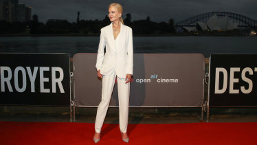 Nicole Kidman on the red carpet for the Australian premiere of Destroyer at the St. George OpenAir Cinema in Sydney on Monday.