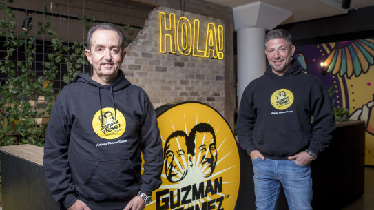 Co-chief executive officers of Guzman Y Gomez, Hilton Brett (left) and founder Steven Marks (right).
