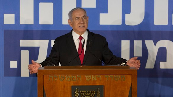 Israeli Prime Minister Benjamin Netanyahu addresses the country after charges laid.