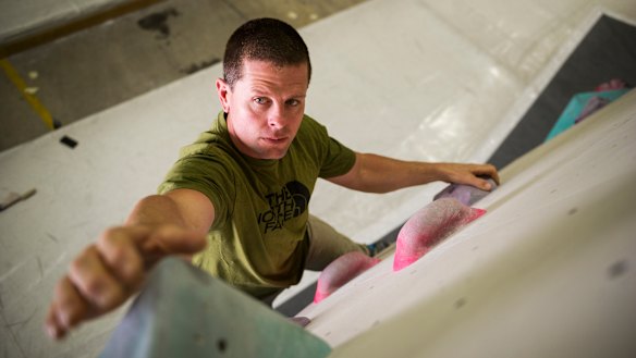Duncan Brown at the Blochaus climbing gym.