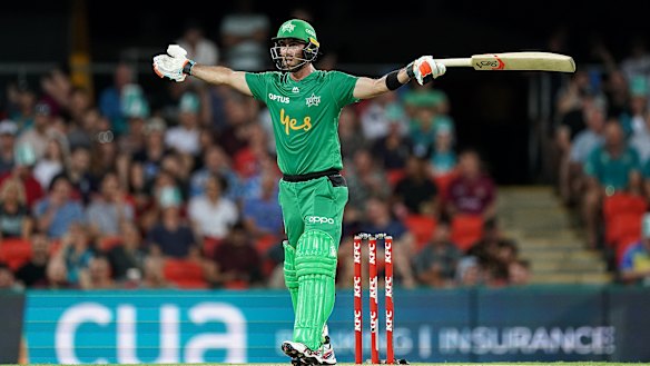 Big Show: Glenn Maxwell took the long handle to Brisbane's bowlers.