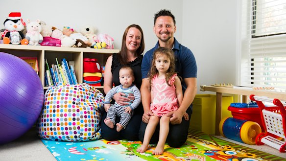 Susie and Obi Shadmaan with their kids Leo, 4 months, and Eva, 2. 