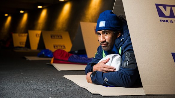 Canberra Raiders player Sia Soliola will be sleeping rough tonight at the National Museum of Australia for the Vinnies CEO sleepout.